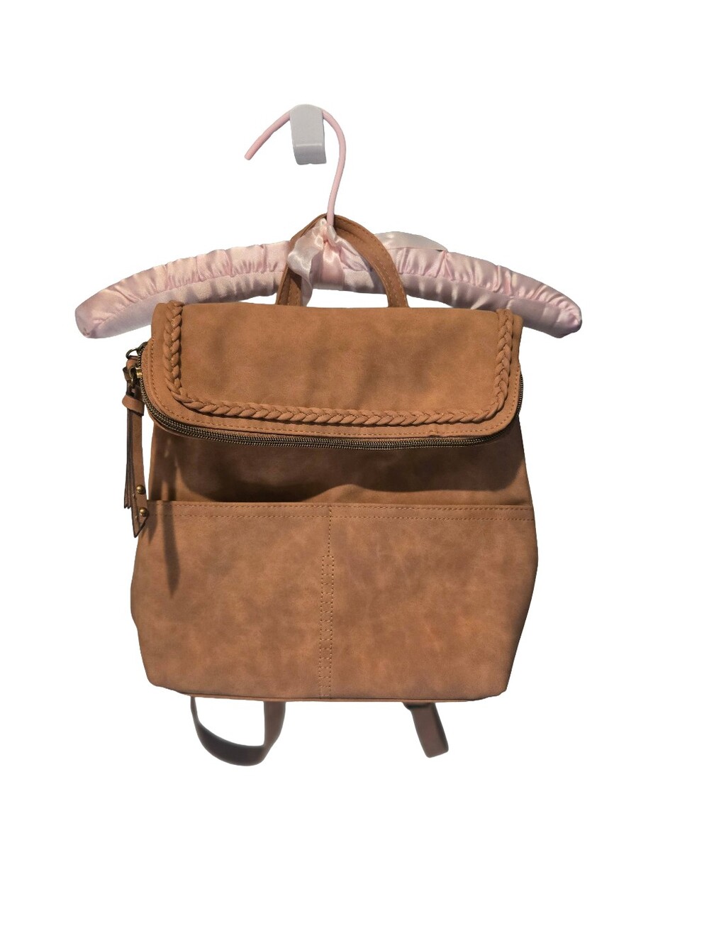 Tan Women’s Faux Leather Backpack - Casual Everyday Bag